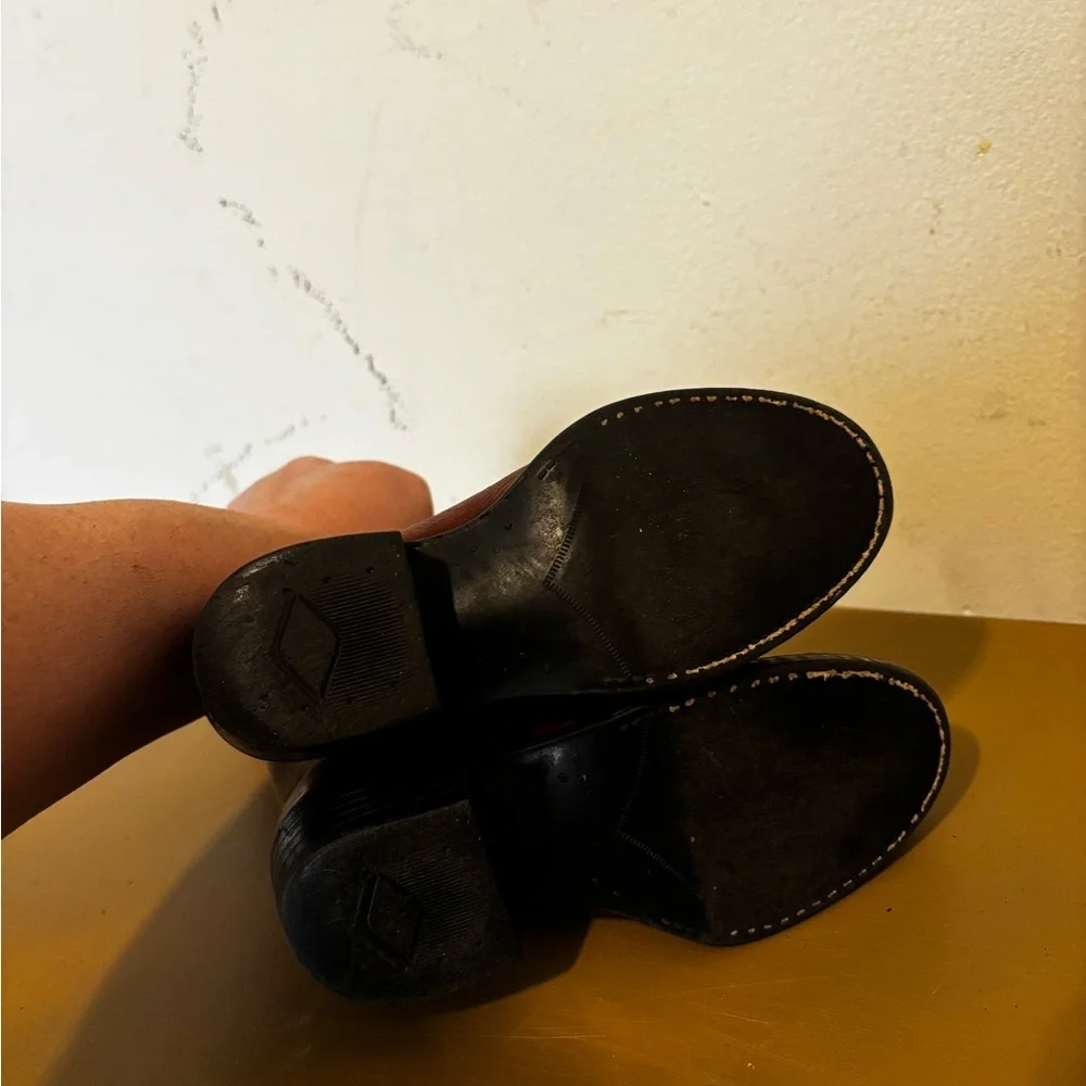 Kenny Kids Brown Leather Western Boots 9 1/2D